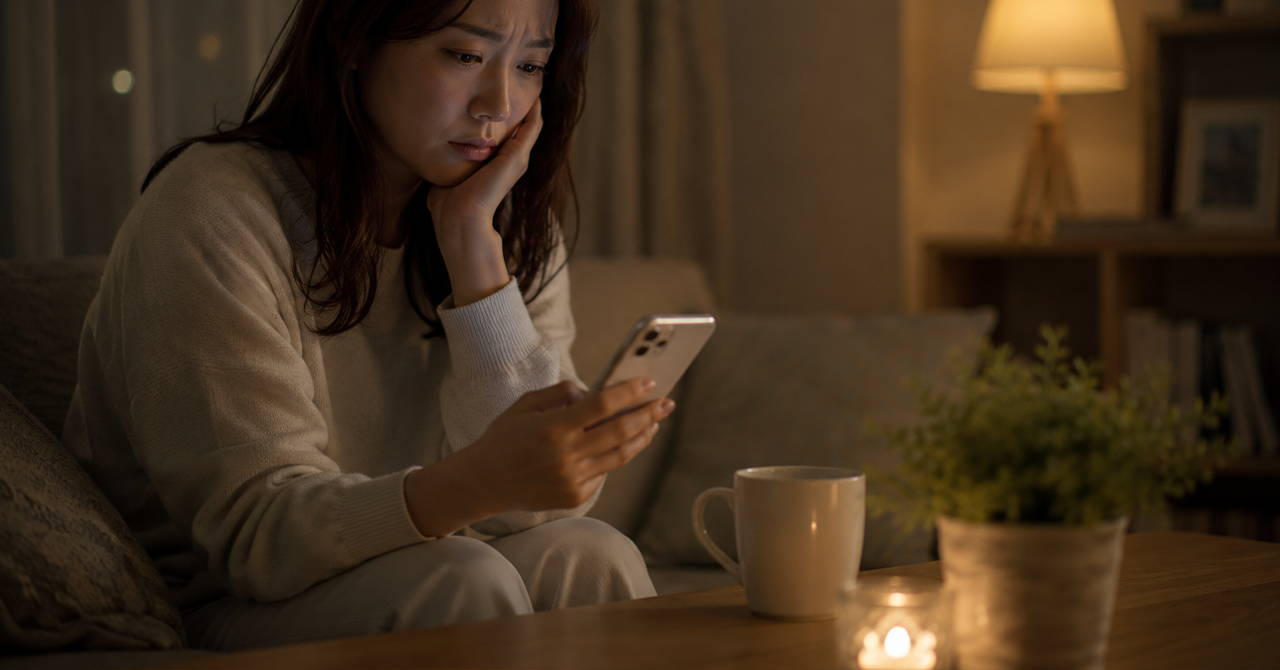 婚活について考える女性の仮サンプル画像
