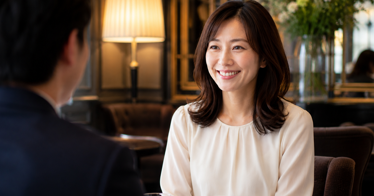 前向きに婚活資料を見比べる仮サンプル画像