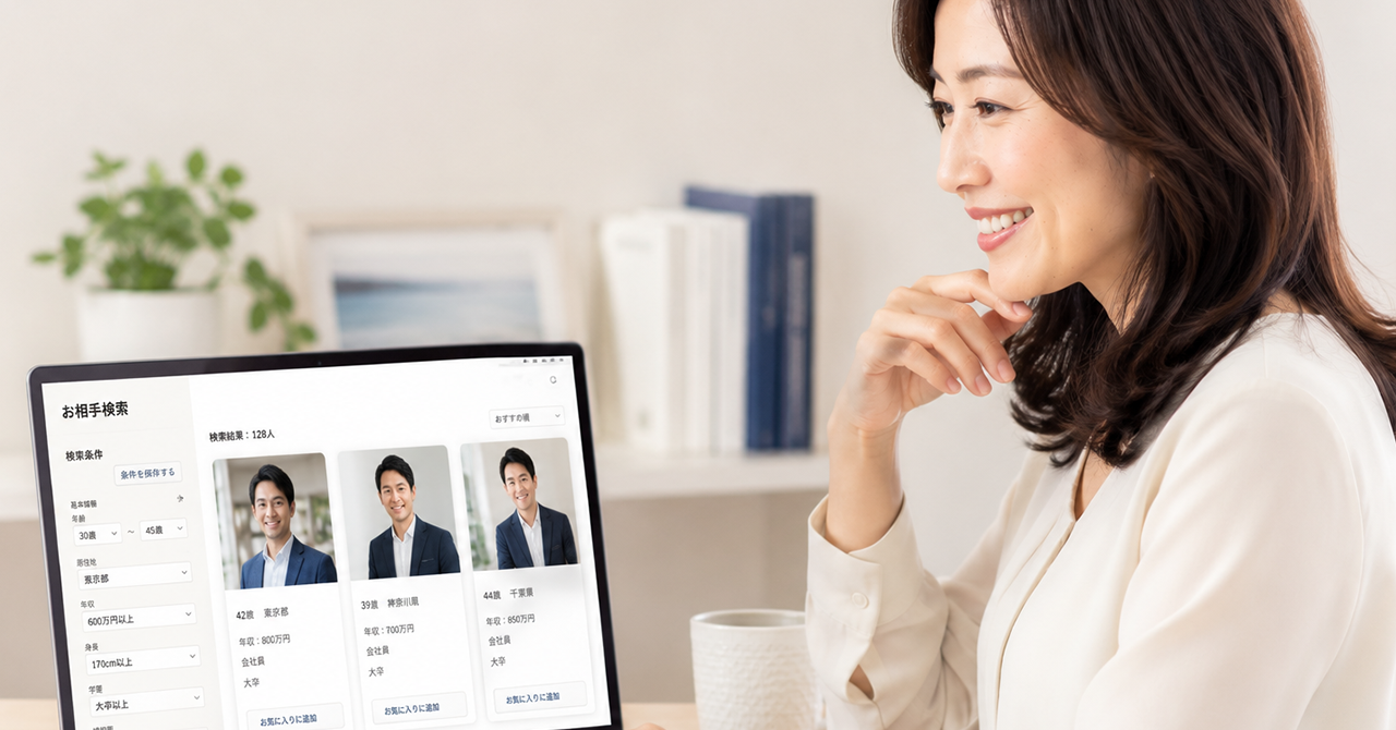 条件で効率よく相談所を探すイメージ画像